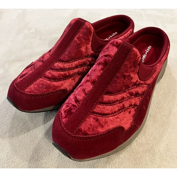Easy Spirit size 7.5 Traveltime 567 Womens Burgundy Red Velvet Slip on Mule NEW - Picture 5 of 11